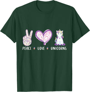 peace love Unicorns gifts for kids girls boys women T-Shirt - T-Shirt | Forest