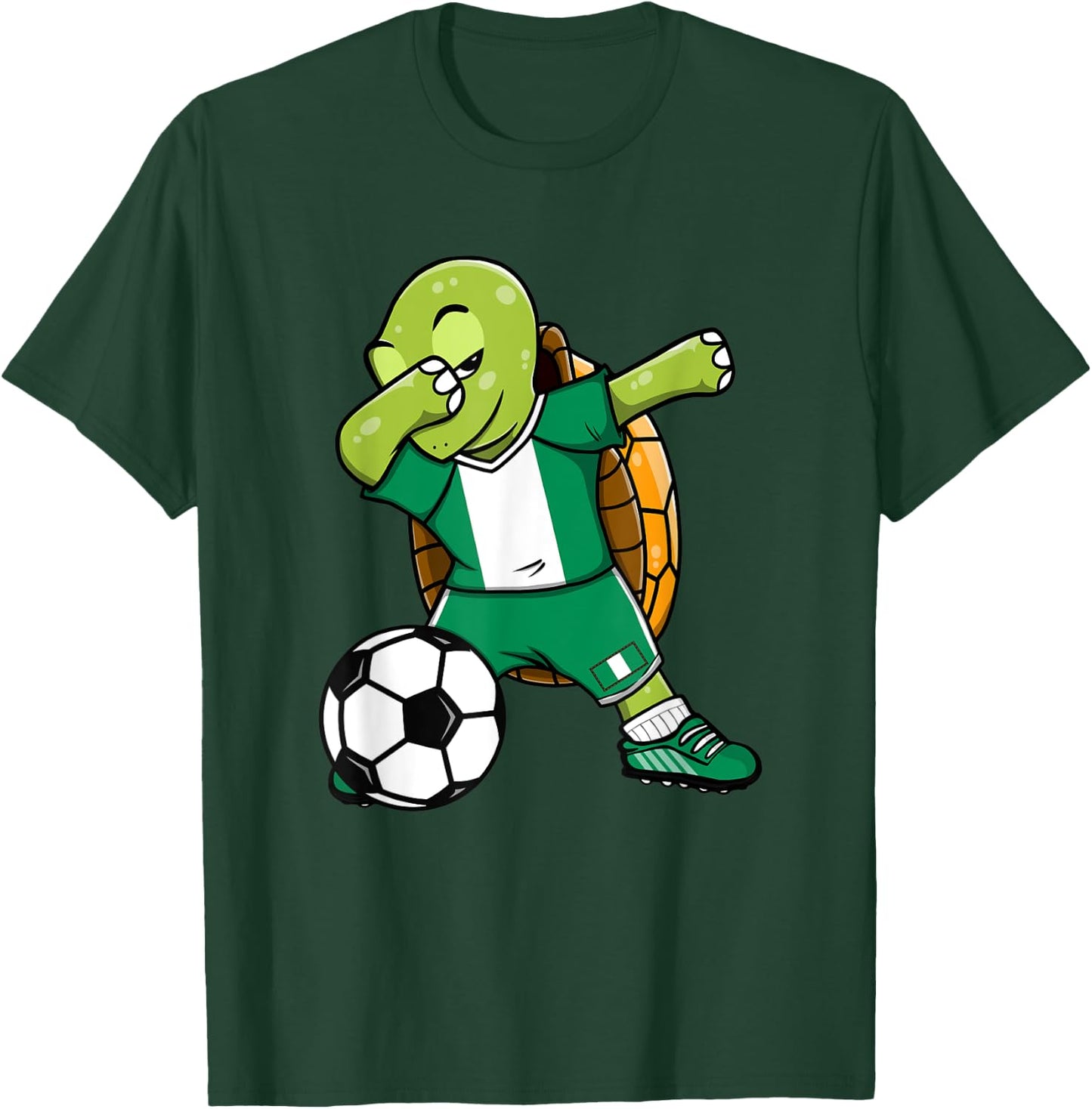 Dabbing Turtle Nigeria Soccer Fans Jersey Nigerian Football T-Shirt - T-Shirt | Forest