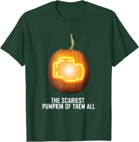 Scariest Pumpkin Funny Mechanic Halloween Check Engine T-Shirt - T-Shirt | Forest