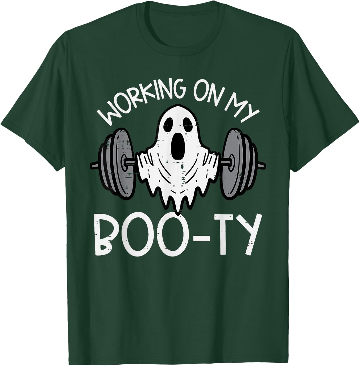 Halloween Ghost Working Booty Funny Gym Costume Men Women T-Shirt - T-Shirt | Forest