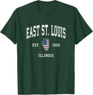 East St. Louis Illinois IL Vintage American Flag Design Kids Men T-Shirt - T-Shirt | Forest