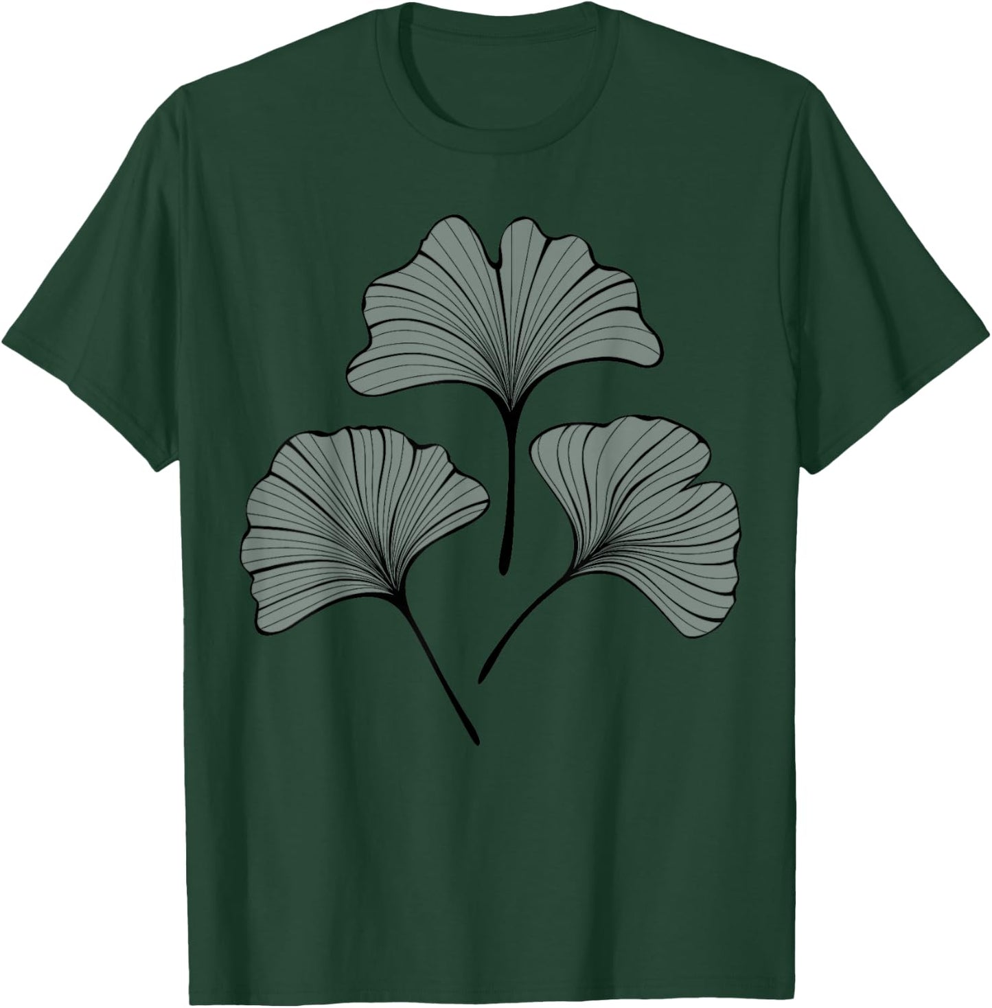 Leaves of Gingko Biloba Line Art T-Shirt - T-Shirt | Forest