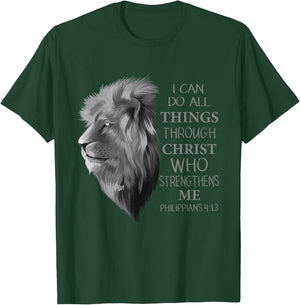 Philippians 4:13 Religious Lion Verses Funny Christian Gift T-Shirt - T-Shirt | Forest