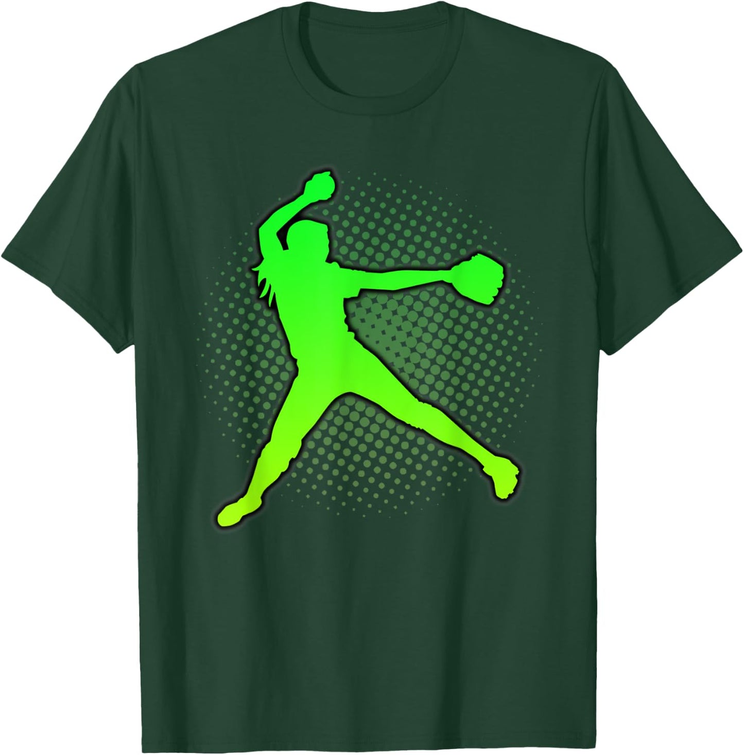 Softball Girls & Women's Gift Green Yellow Fast Pitch Teen T-Shirt - T-Shirt | Forest