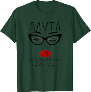 Savta Like a Normal Grandma Only More Awesome Glasses Face T-Shirt - T-Shirt | Forest