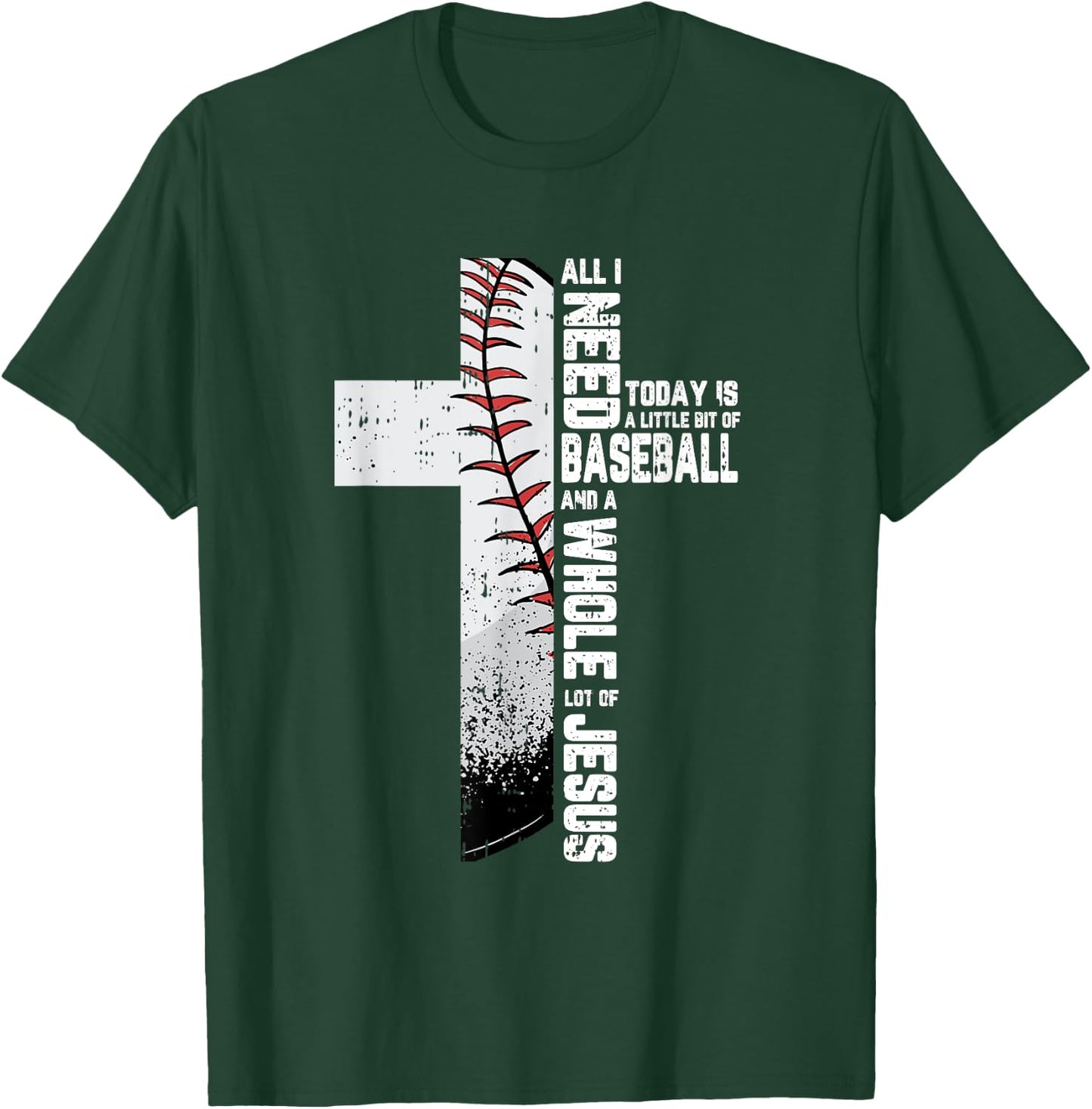 Baseball Cross Jesus Christian Quote Cool Sports Lover Gifts T-Shirt - T-Shirt | Forest