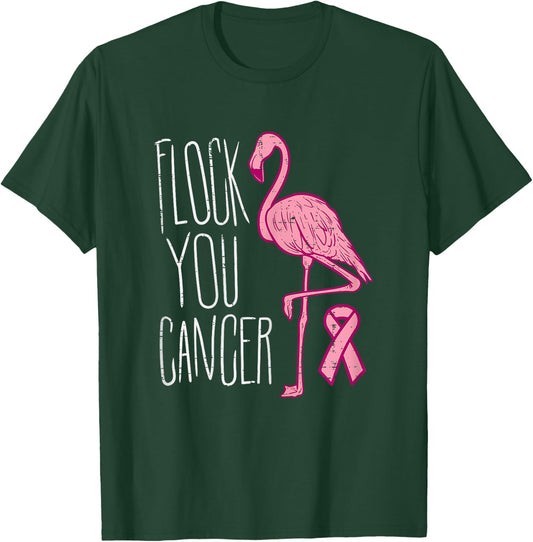 Flock You Breast Cancer Flamingo Pink Ribbon Awareness Gift T-Shirt - T-Shirt | Forest