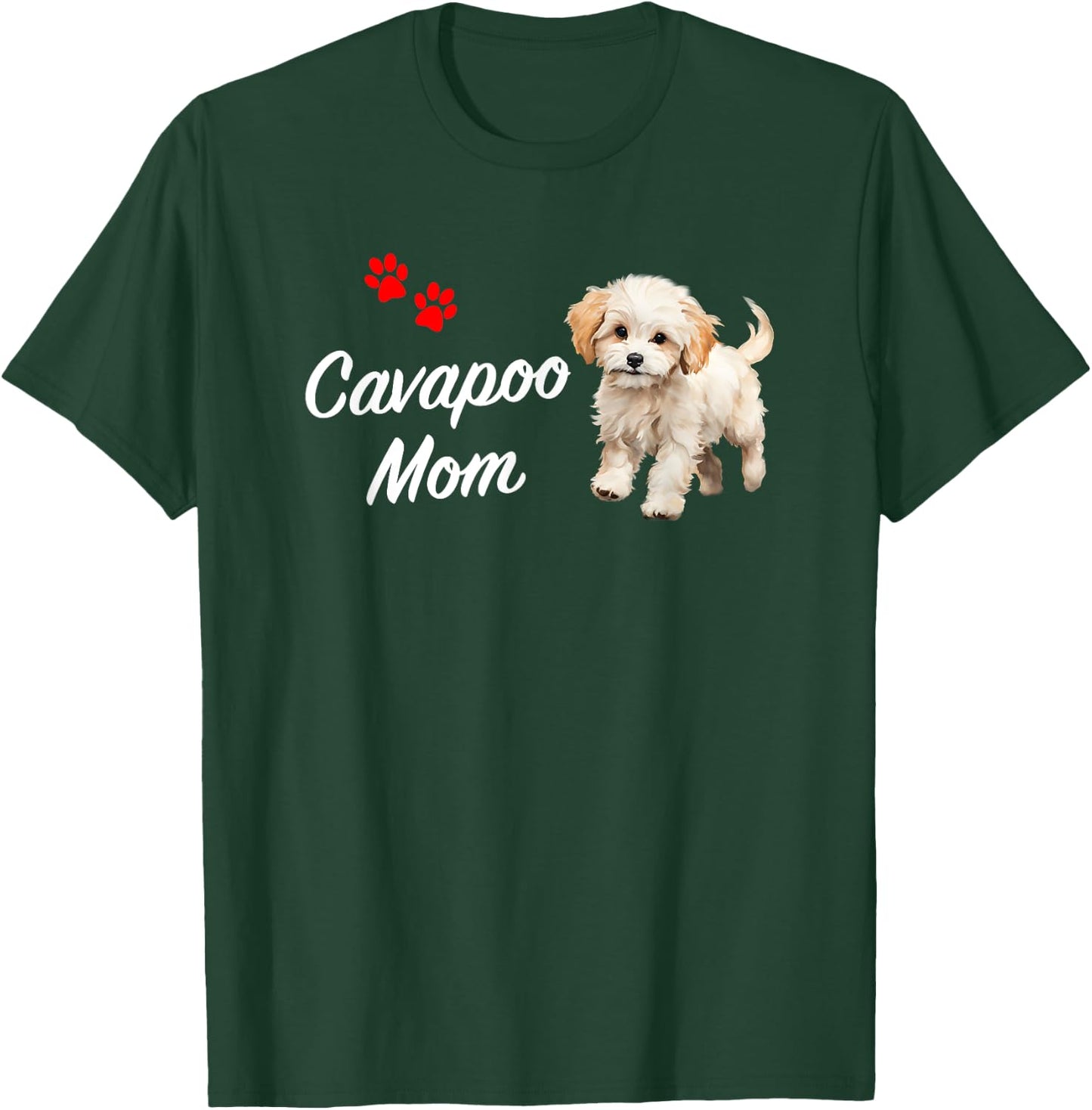Cavapoo Dog Mom Cavapoo Cute White Design with Puppy Paws T-Shirt - T-Shirt | Forest