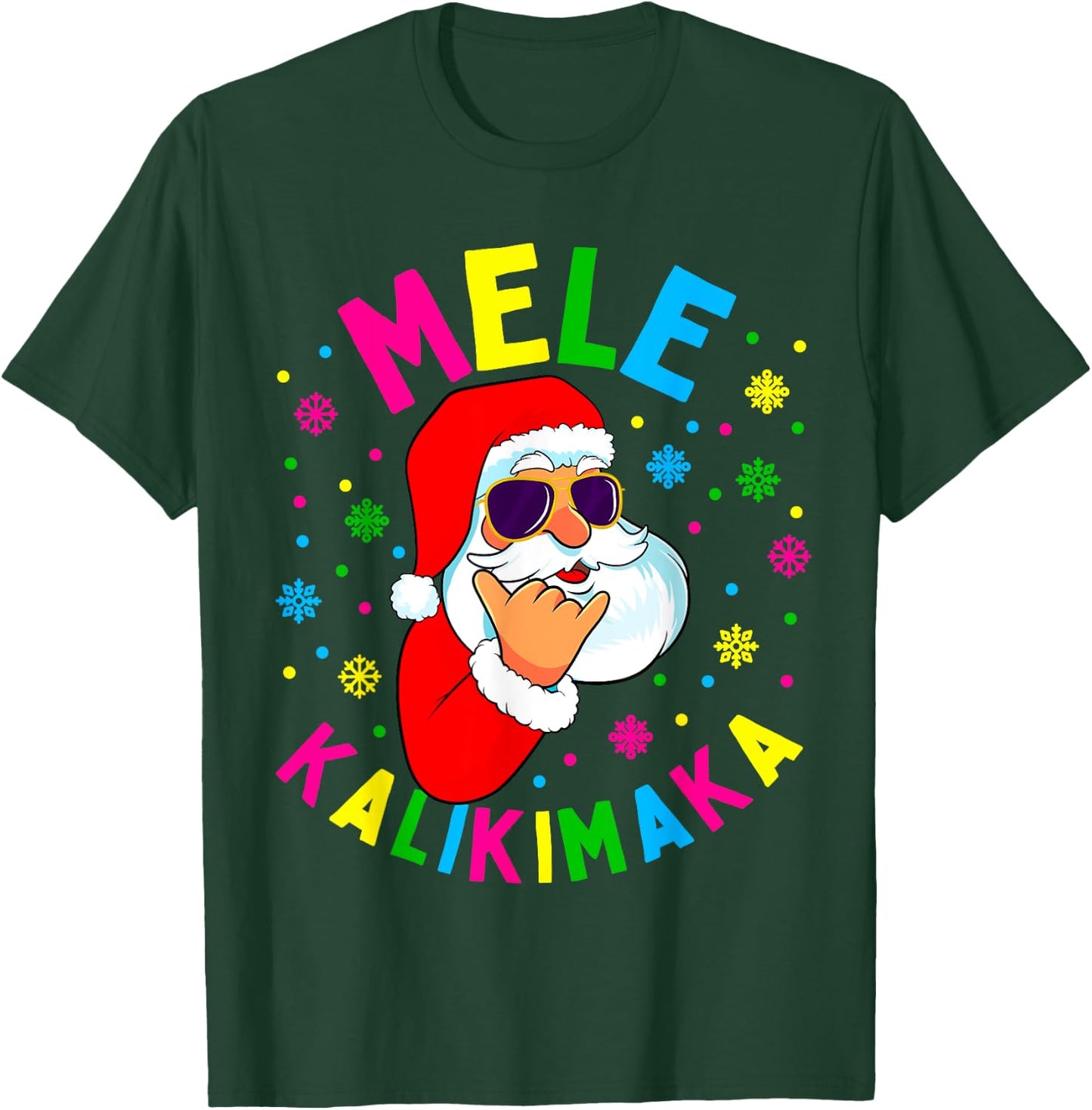 Mele Kalikimaka Christmas Santa Claus Shaka Hawaii Gift T-Shirt - T-Shirt | Forest