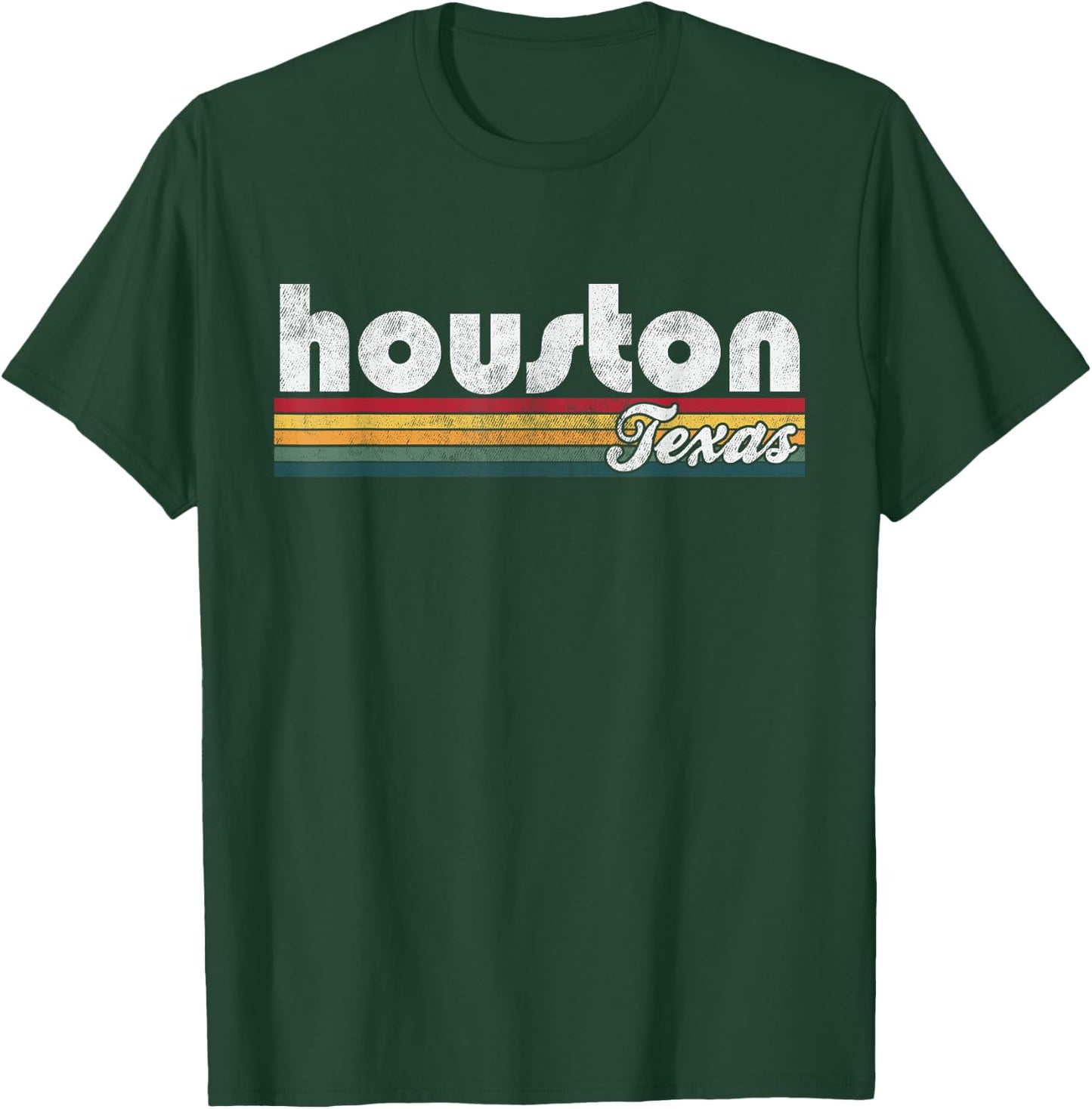 Houston Texas Vintage 70's 80's Retro Style Men Women Gift T-Shirt - T-Shirt | Forest