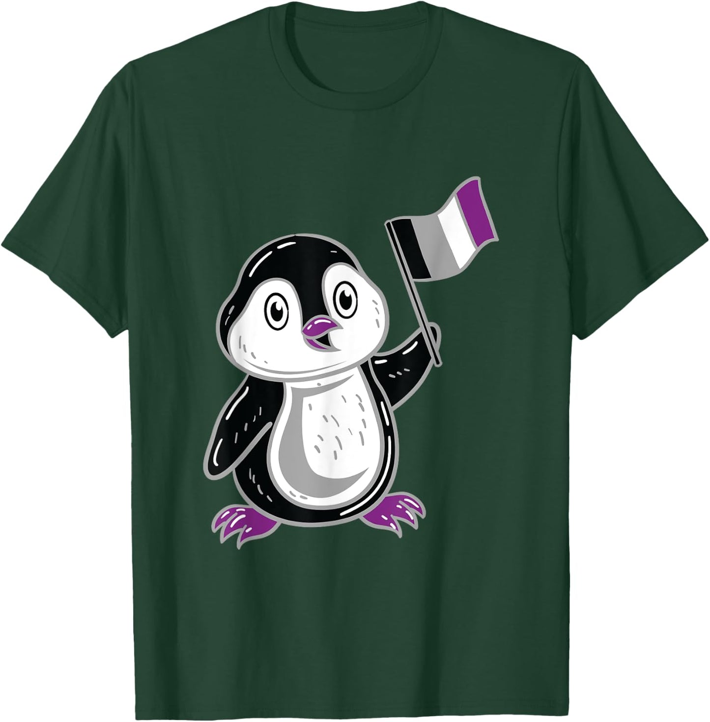 Penguin With Asexual Pride Flag T-Shirt - T-Shirt | Forest