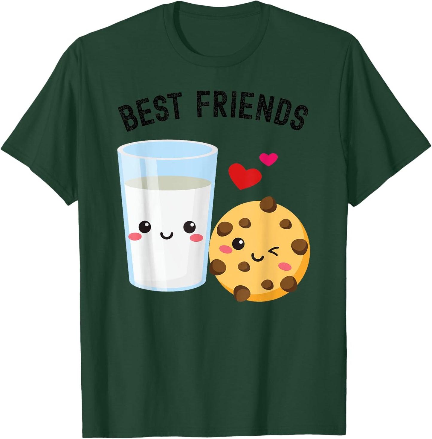 Milk and Cookie Best Friends Cute Kawaii Food & Drink Couple T-Shirt - T-Shirt | Forest