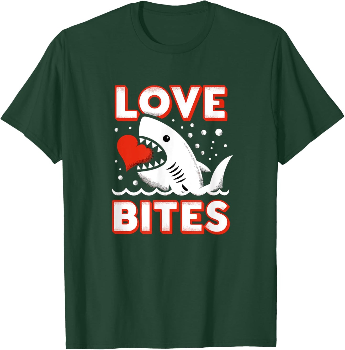 Kids Love Bites Shark Toddler Boy Valentines Day Outfit T-Shirt - T-Shirt | Forest
