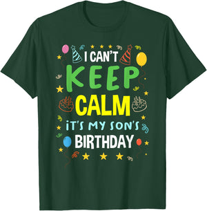 I Cant Keep Calm It's My Son's Birthday Party Cake Child Kid T-Shirt - T-Shirt | Forest