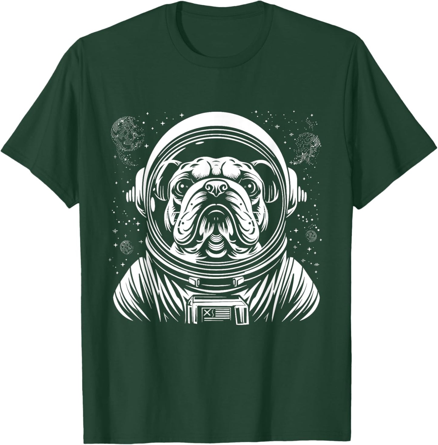 Bulldog Astronaut Funny Cute Dog Space Suit Men Women Kids T-Shirt - T-Shirt | Forest