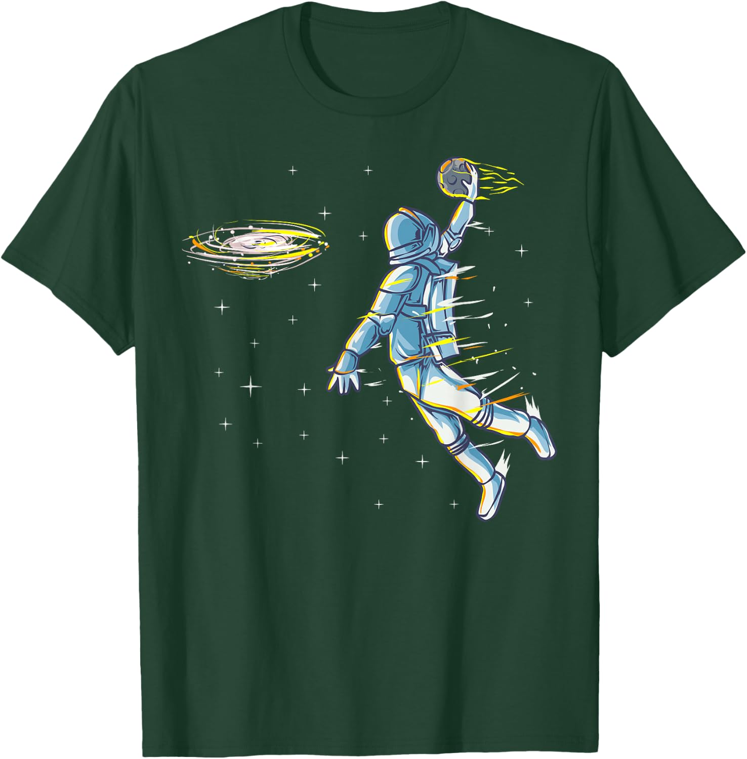 Basketball Space Astronaut Slam Dunk Jam Sports Humor T-Shirt - T-Shirt | Forest