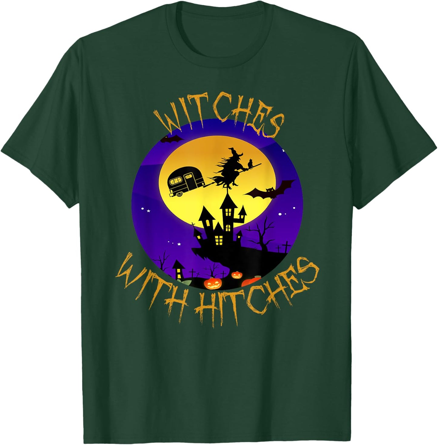 Witches with Hitches Halloween Camping Gift T-Shirt - T-Shirt | Forest