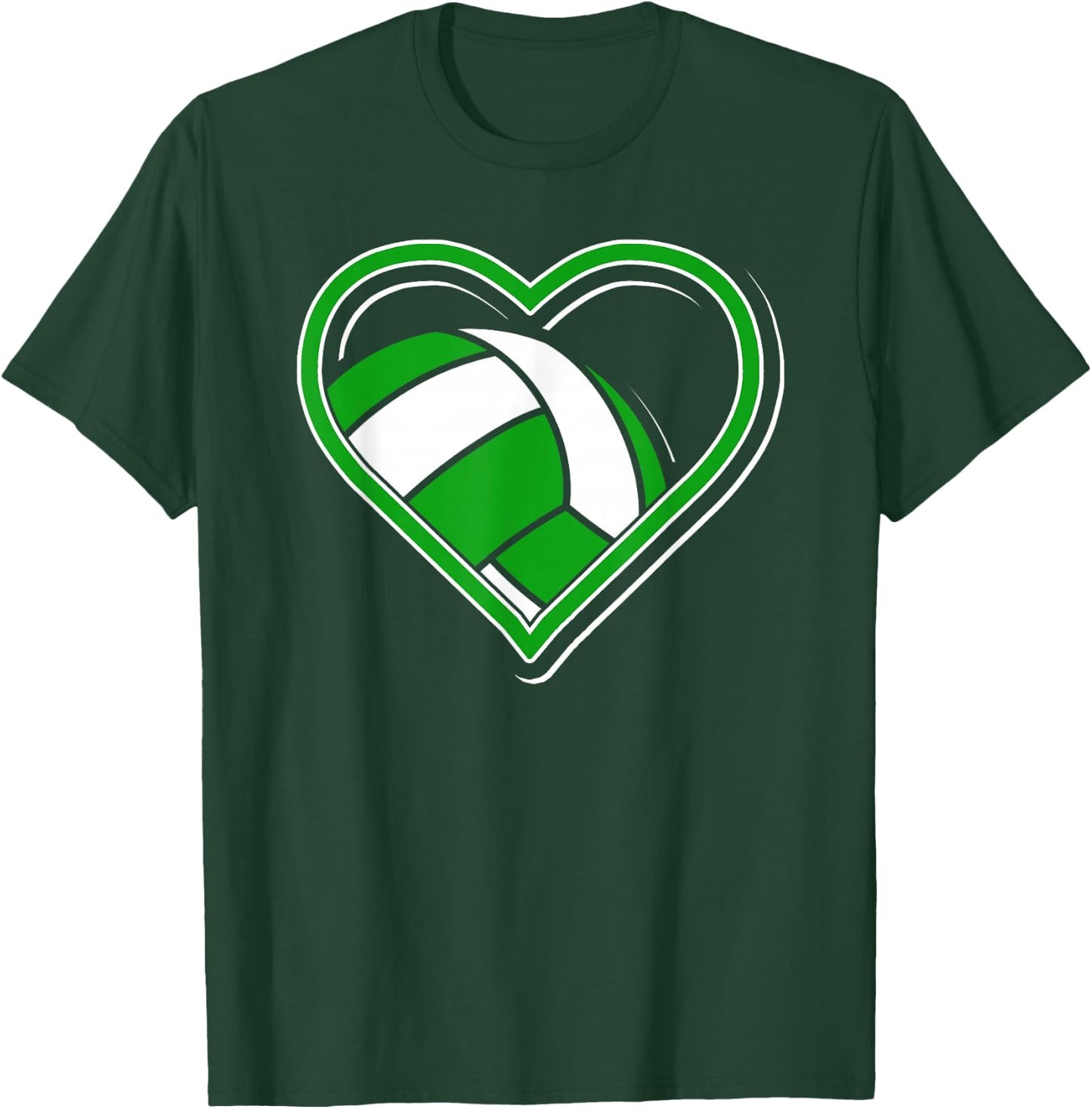 Green Volleyball Heart for Volleyball Lovers T-Shirt - T-Shirt | Forest