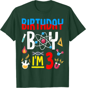 3rd Birthday Boy Girls Science Theme 3 Year Old Funny B-Day T-Shirt - T-Shirt | Forest