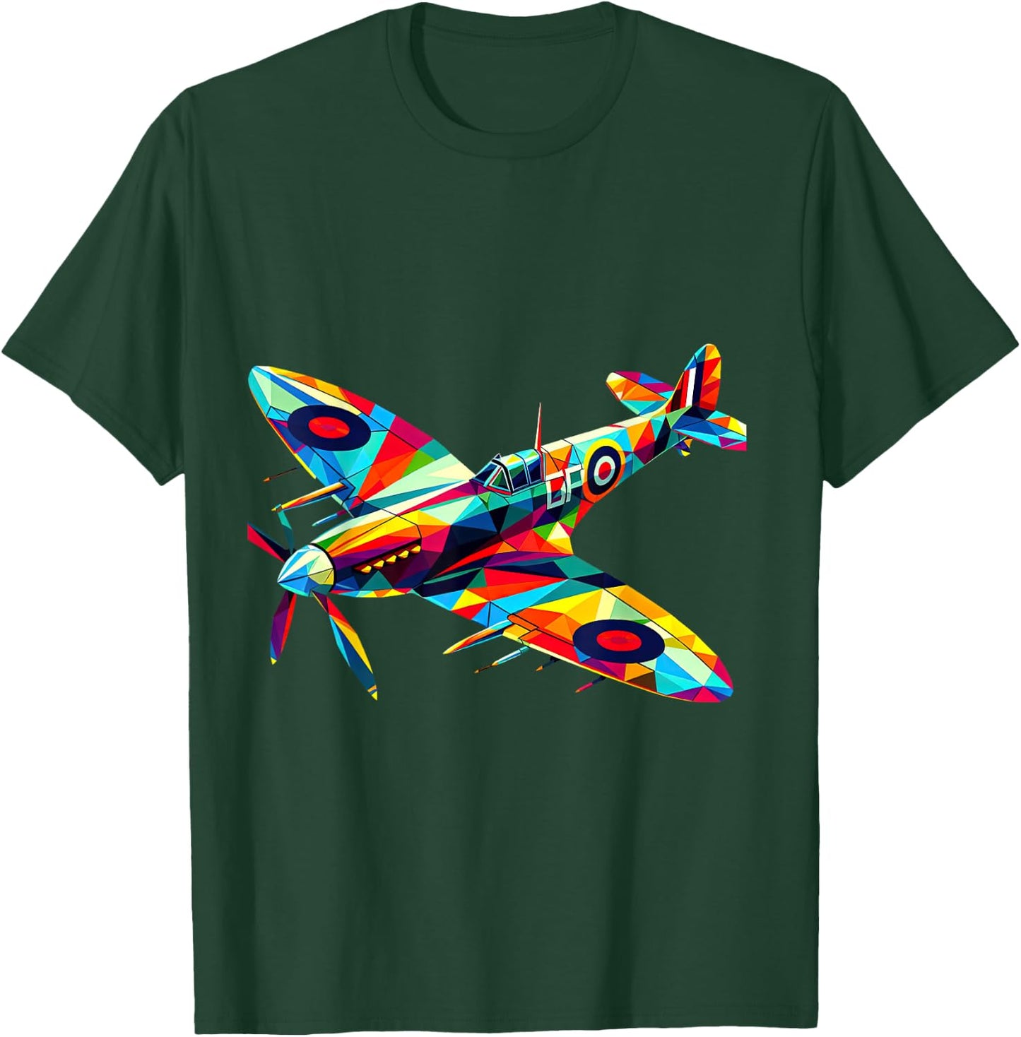 Spitfire Airplane Rainbow Color Splash Colorful Kids T-Shirt - T-Shirt | Forest