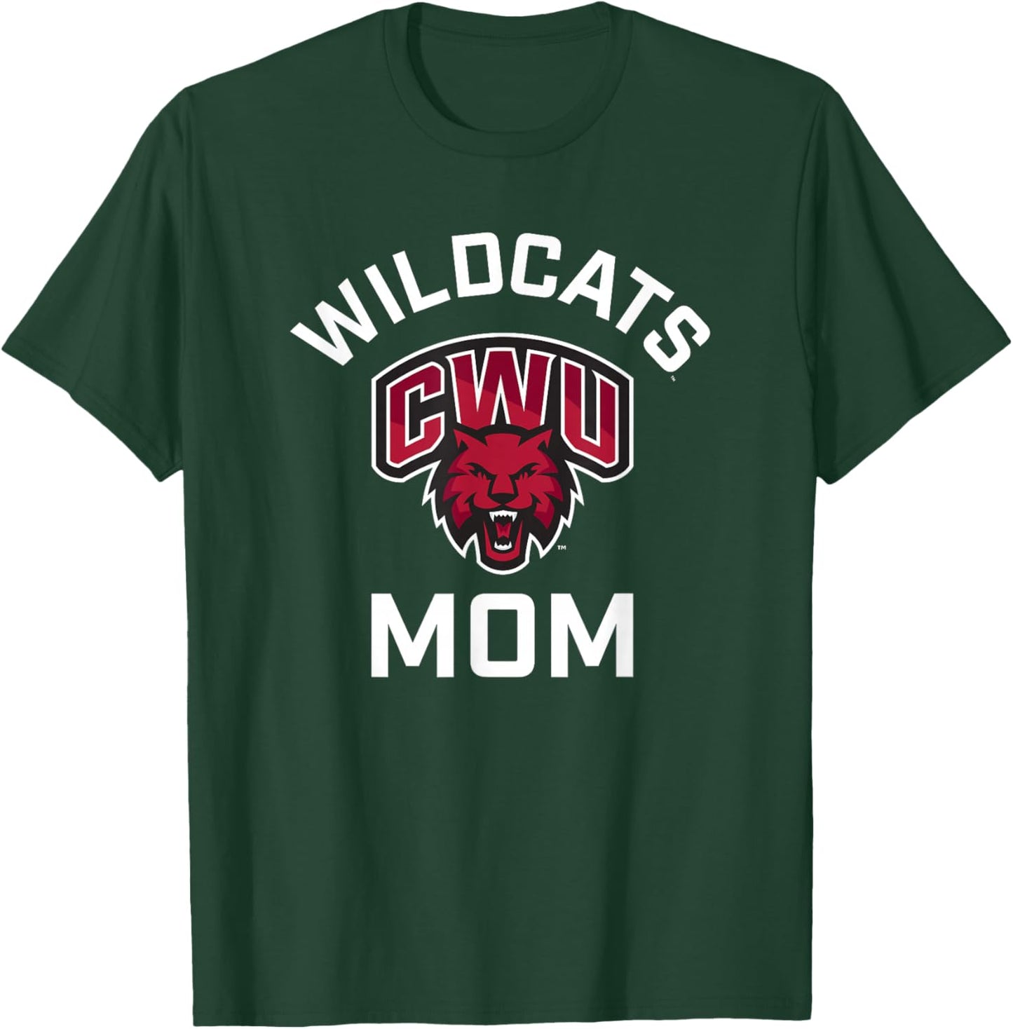 Central Washington University Wildcats Arched Mom T-Shirt - T-Shirt | Forest