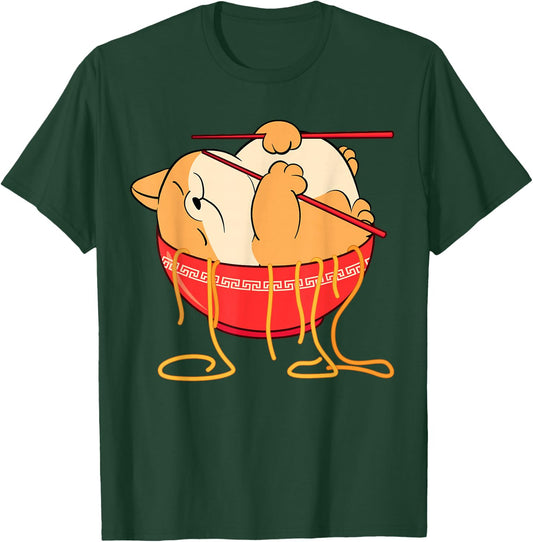 Funny Kawaii Neko Anime Cat Lover Japanese Ramen Noodles T-Shirt - T-Shirt | Forest