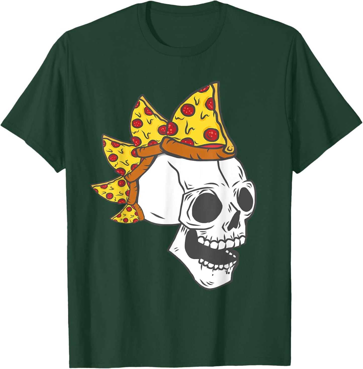 Pizza Mohawk Hair Rocker Skull Halloween Kids Costumes Gifts T-Shirt - T-Shirt | Forest