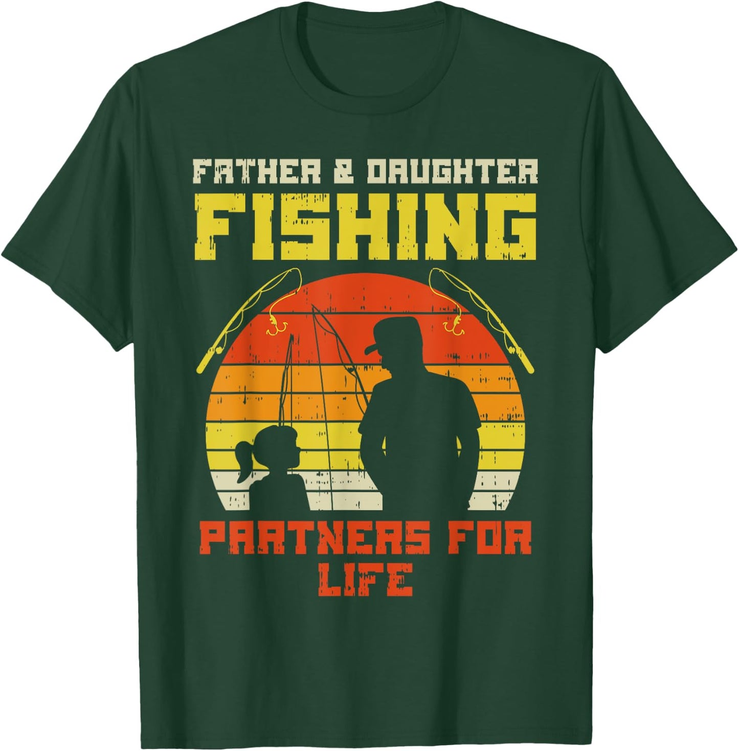 Father Daughter Fishing Partner For Life Retro Matching Gift T-Shirt - T-Shirt | Forest
