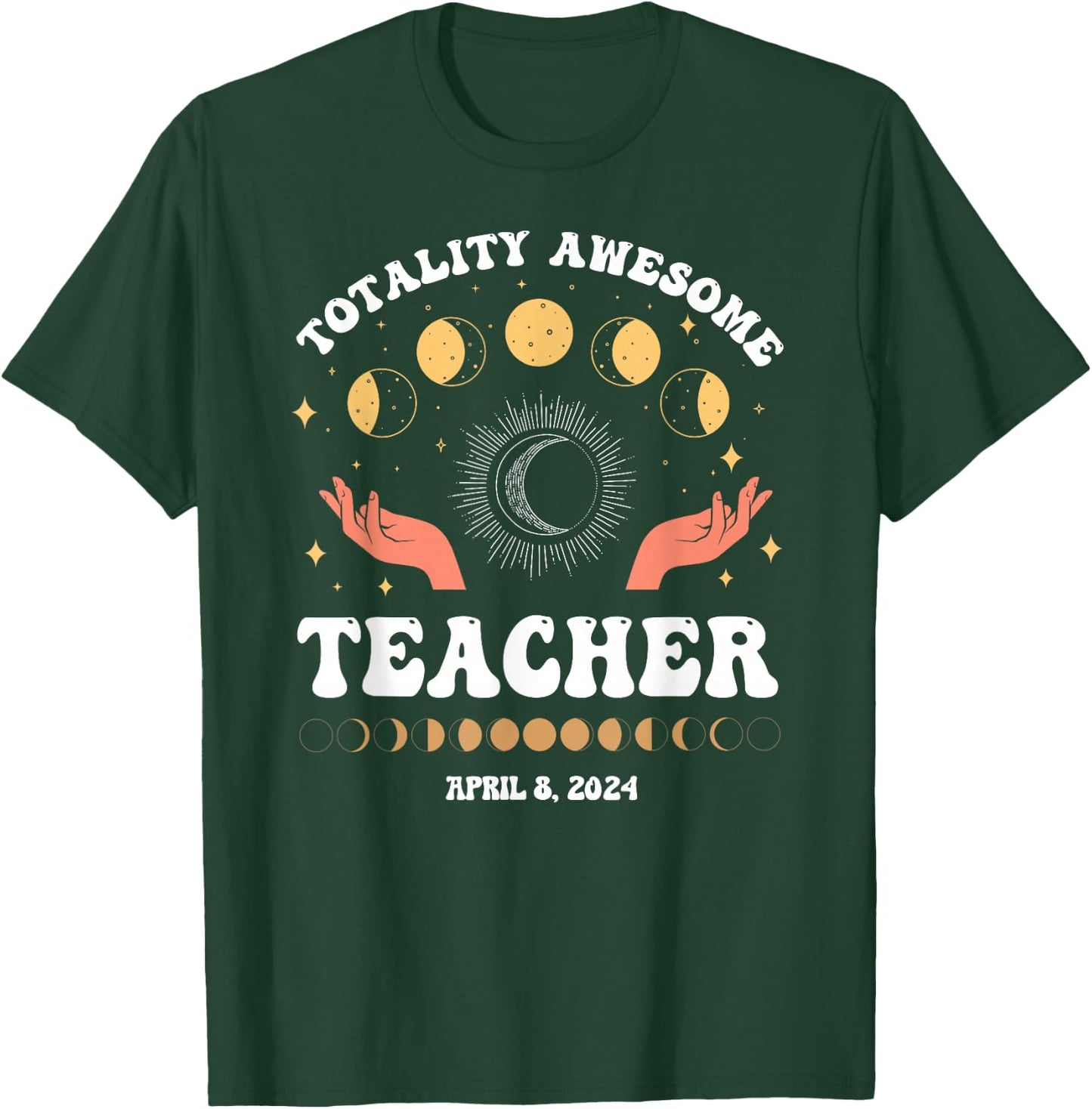 Vintage Solar Eclipse School Teacher 2024 April 8 Educator T-Shirt - T-Shirt | Forest