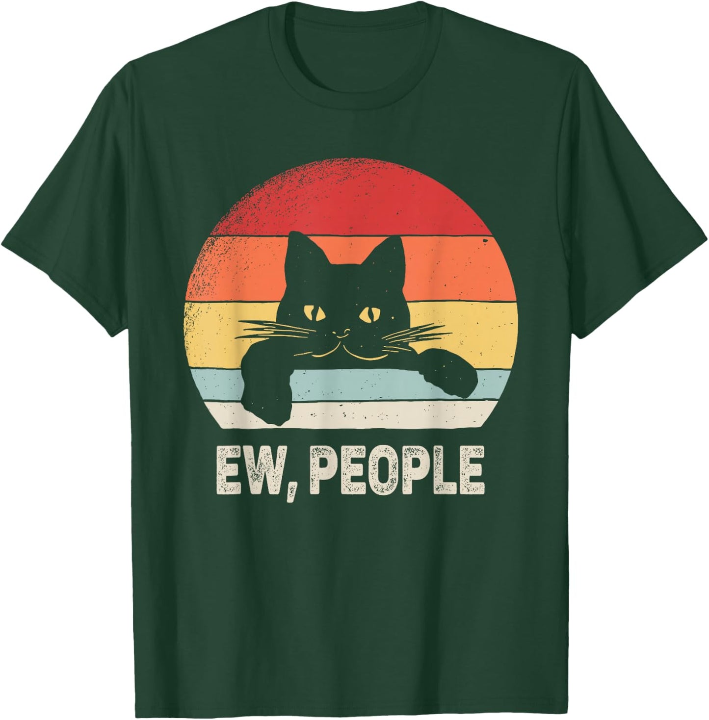 Vintage Retro Ew, People Black Cat T-Shirt - T-Shirt | Forest