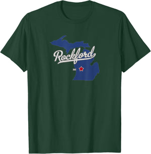 Rockford Michigan MI Map T-Shirt - T-Shirt | Forest