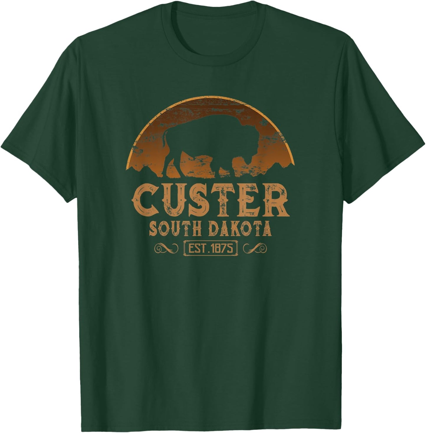 Custer South Dakota SD Buffalo T-Shirt - T-Shirt | Forest