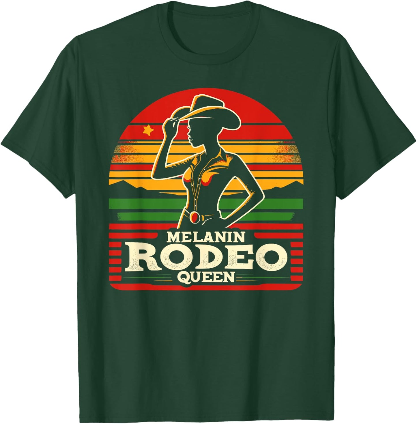 Melanin Rodeo Queen, Retro African American Cowgirl T-Shirt - T-Shirt | Forest