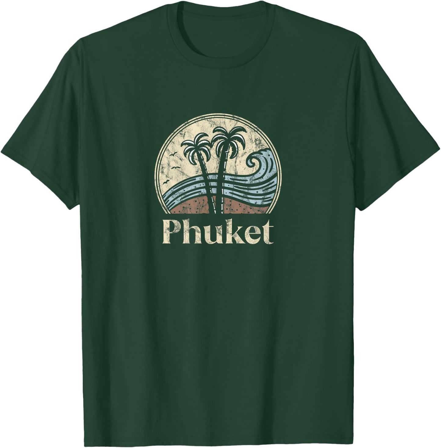 Vintage Phuket Thai Palm Trees Thailand Souvenir Beach T-Shirt - T-Shirt | Forest
