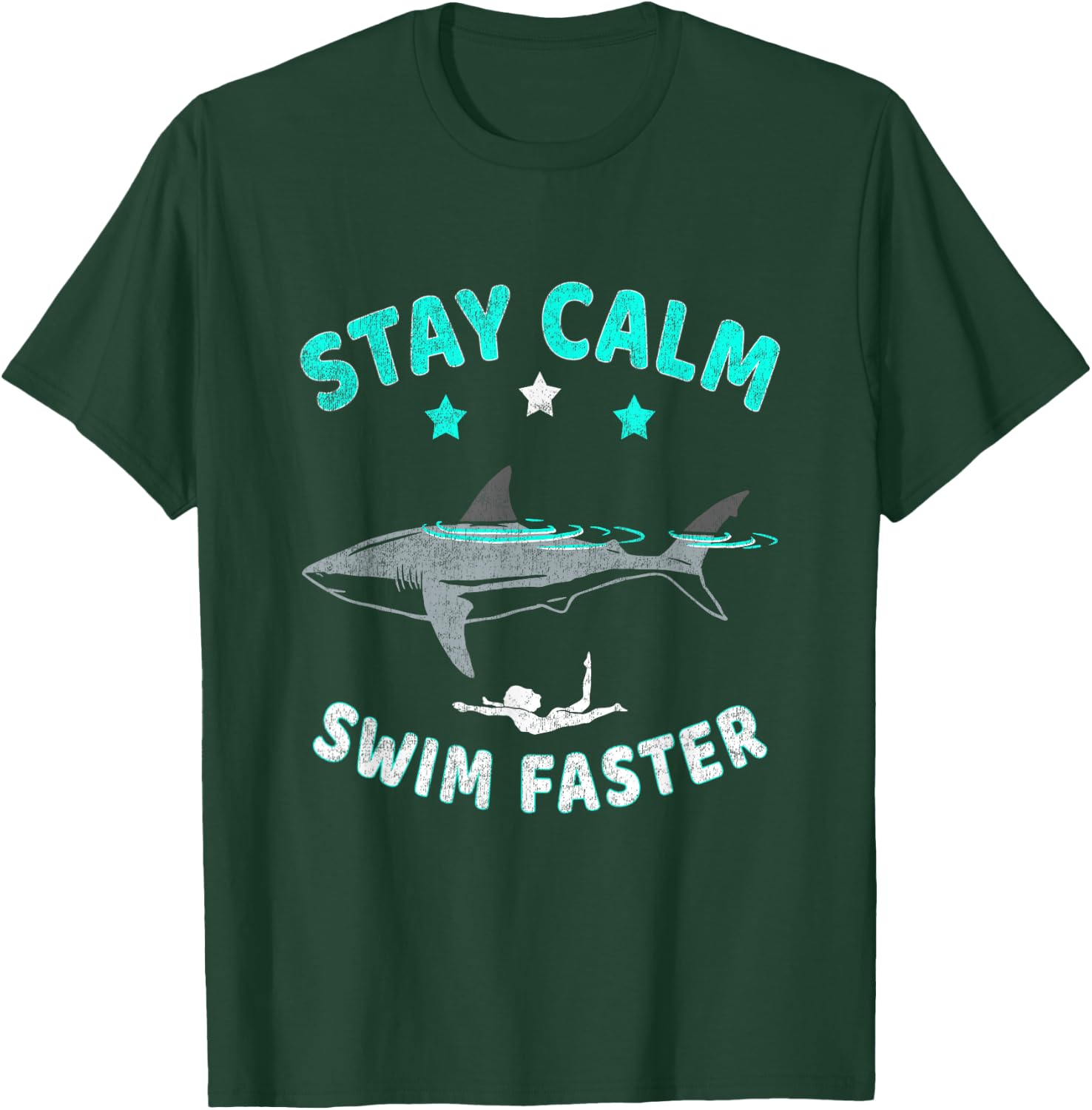 Swimming with Shark - Stay calm ... swim faster T-Shirt - T-Shirt | Forest