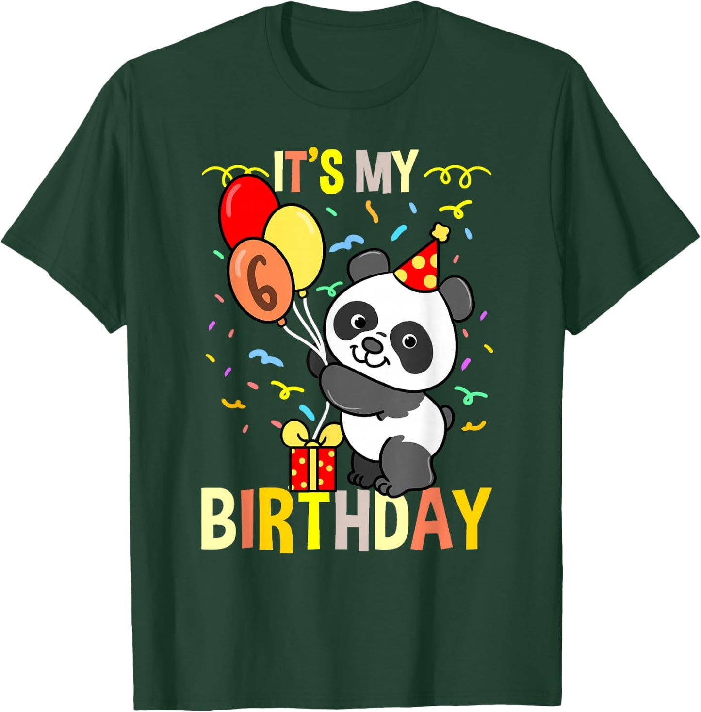 Its My 6th Birthday Panda Animal T-Shirt - T-Shirt | Forest
