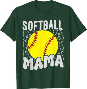 Groovy Softball Mama Softball Daughters Game Mothers Day T-Shirt - T-Shirt | Forest