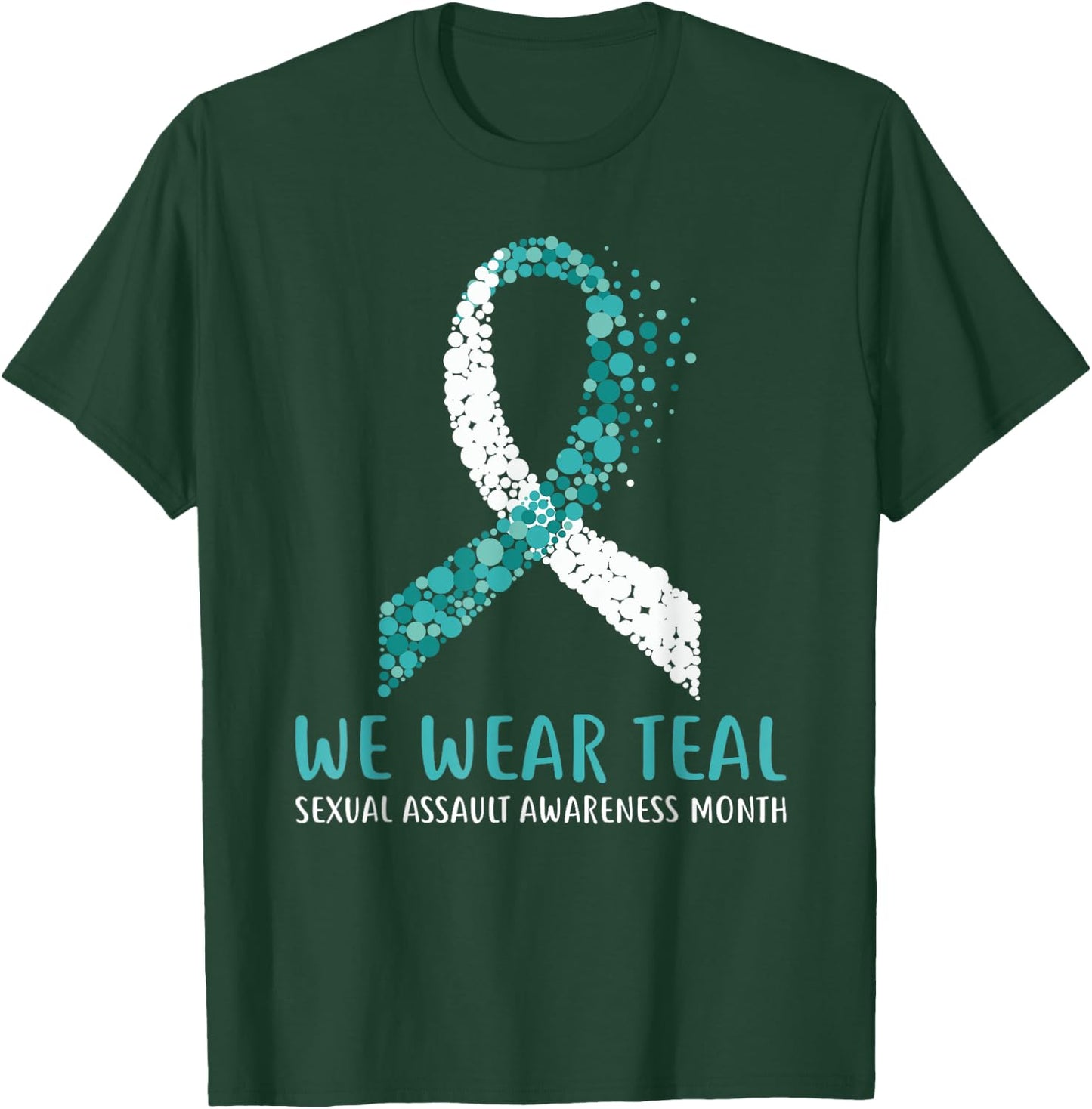 In April We Wear Teal Sexual Assault Awareness Month Ribbon T-Shirt - T-Shirt | Forest