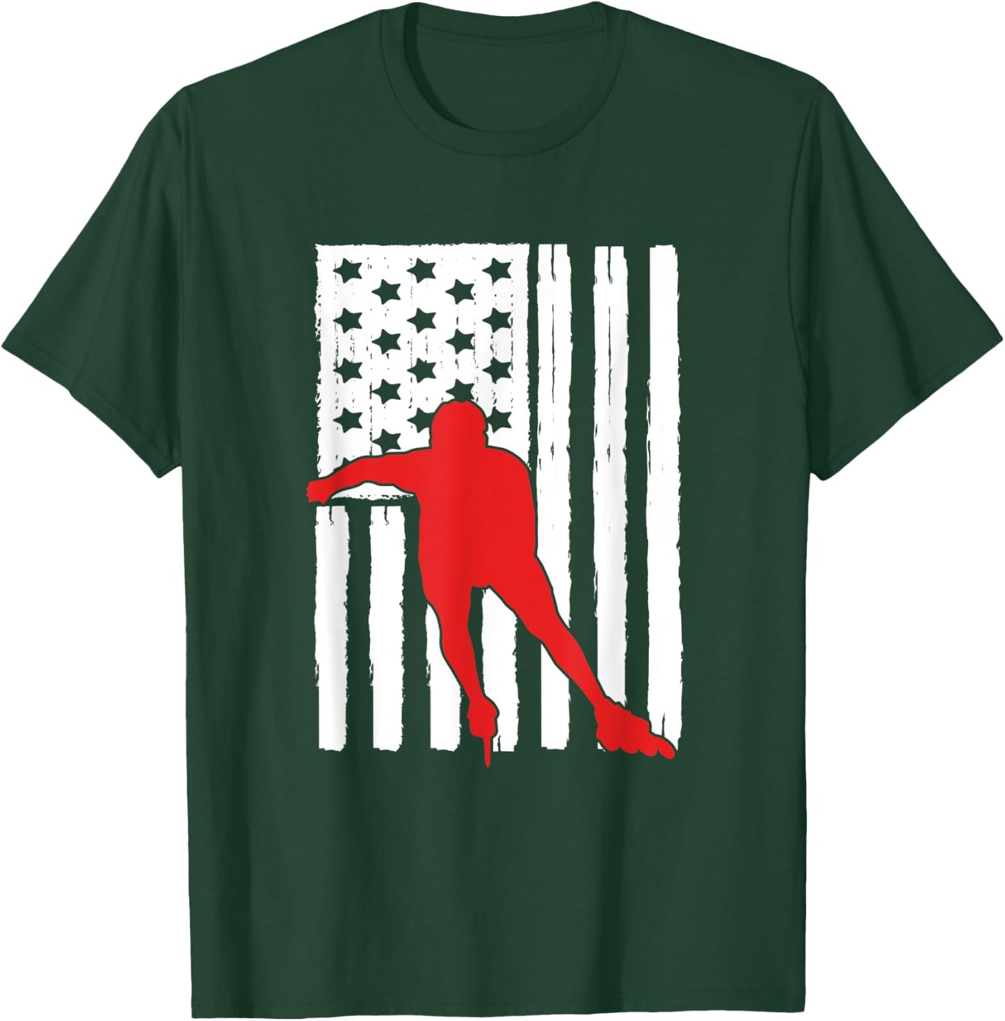 American Flag Inline Speed Skating Lover Theme Design Skater Kids Men T-Shirt - T-Shirt | Forest