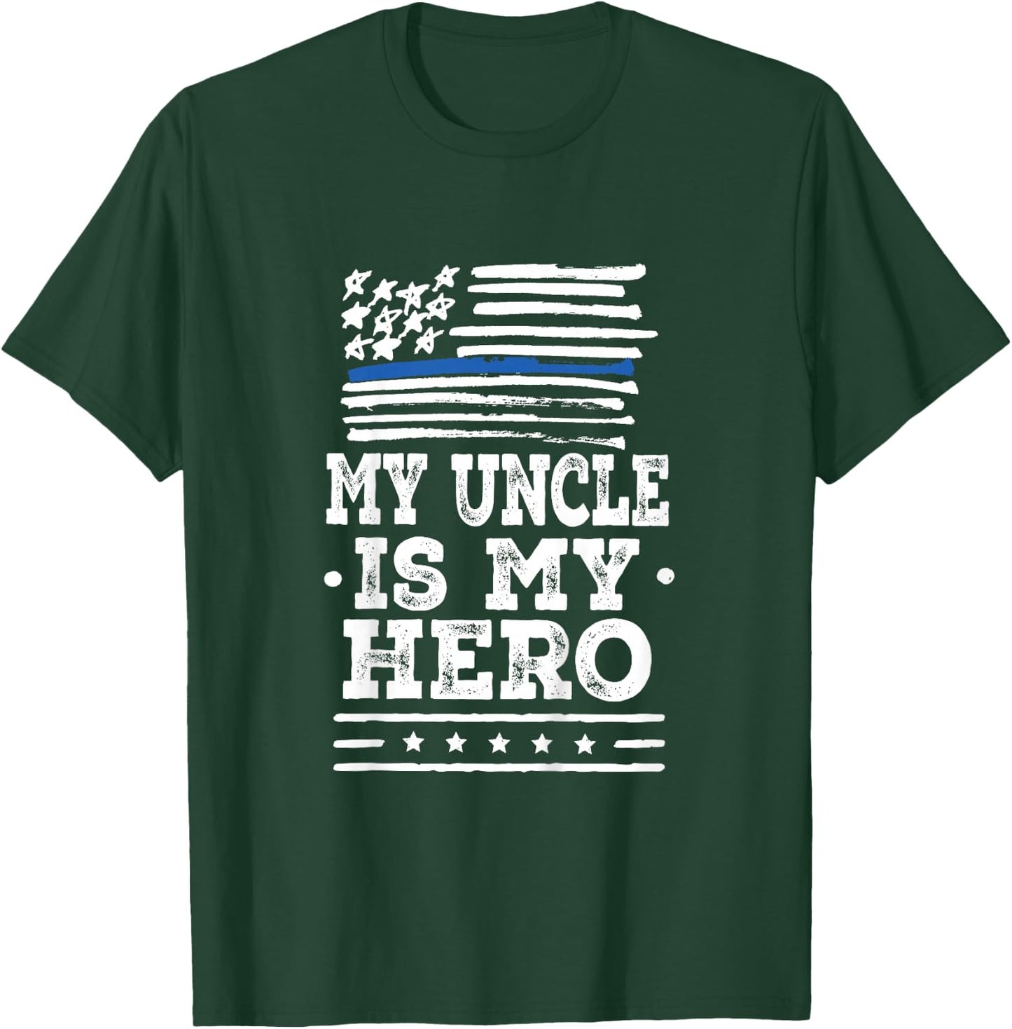 Kids Police Officer Uncle is my Hero T-Shirt - T-Shirt | Forest