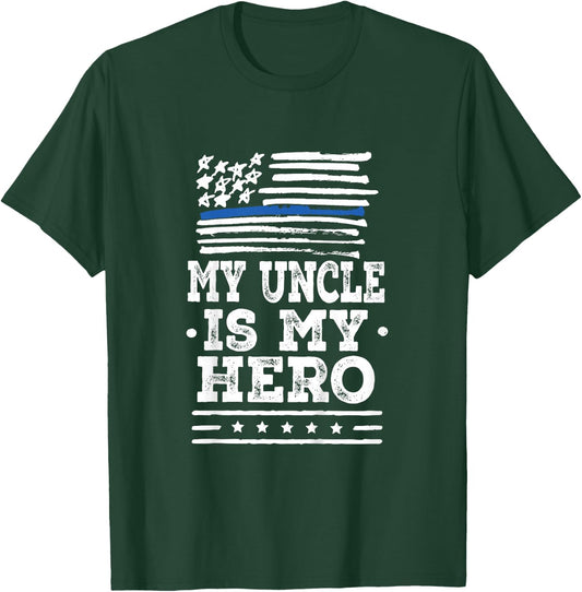 Kids Police Officer Uncle is my Hero T-Shirt - T-Shirt | Forest