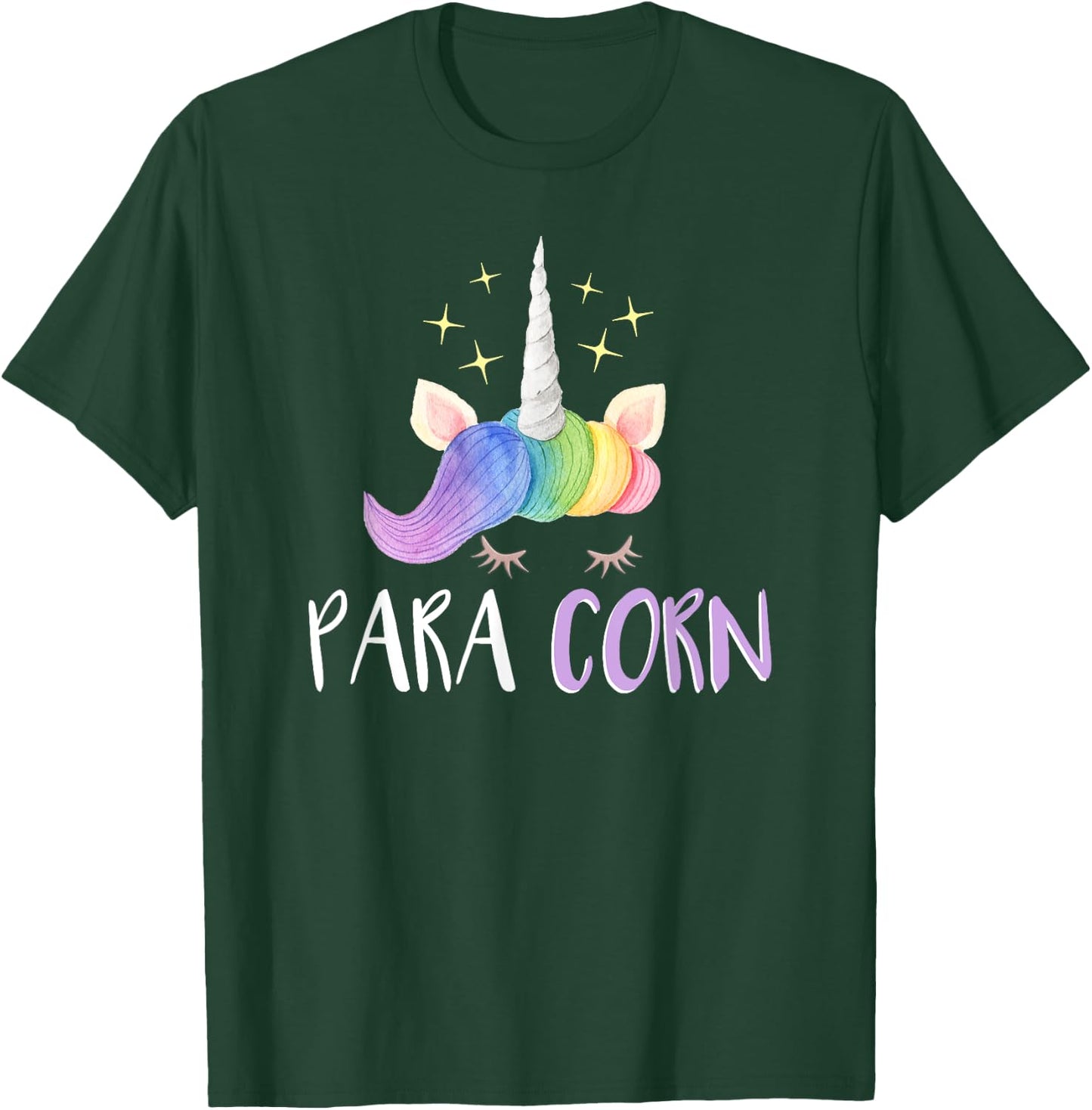 Paracorn Funny Unicorn Paraprofessional Teacher Women T-Shirt - T-Shirt | Forest