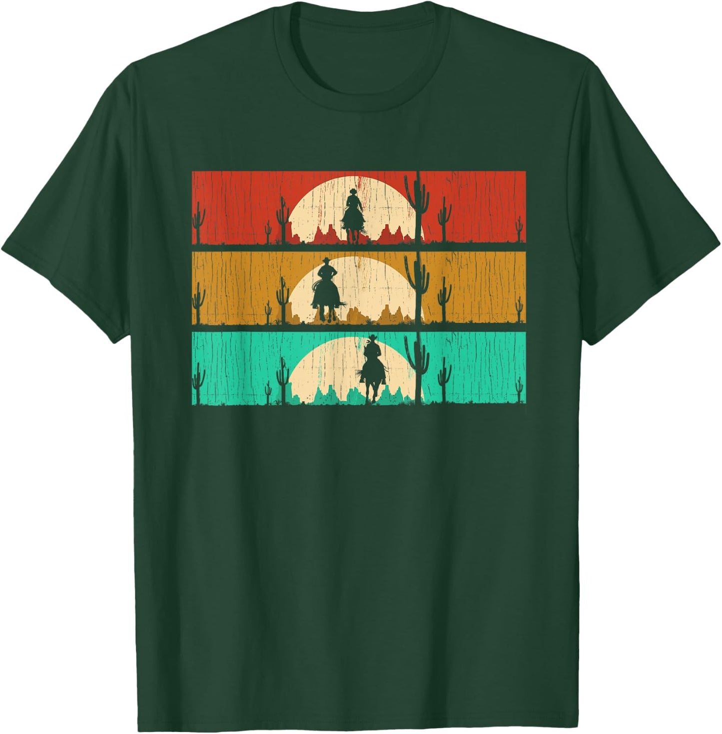 Retro Texas Rodeo Western Horseback Riding Line Dance Cowboy T-Shirt - T-Shirt | Forest