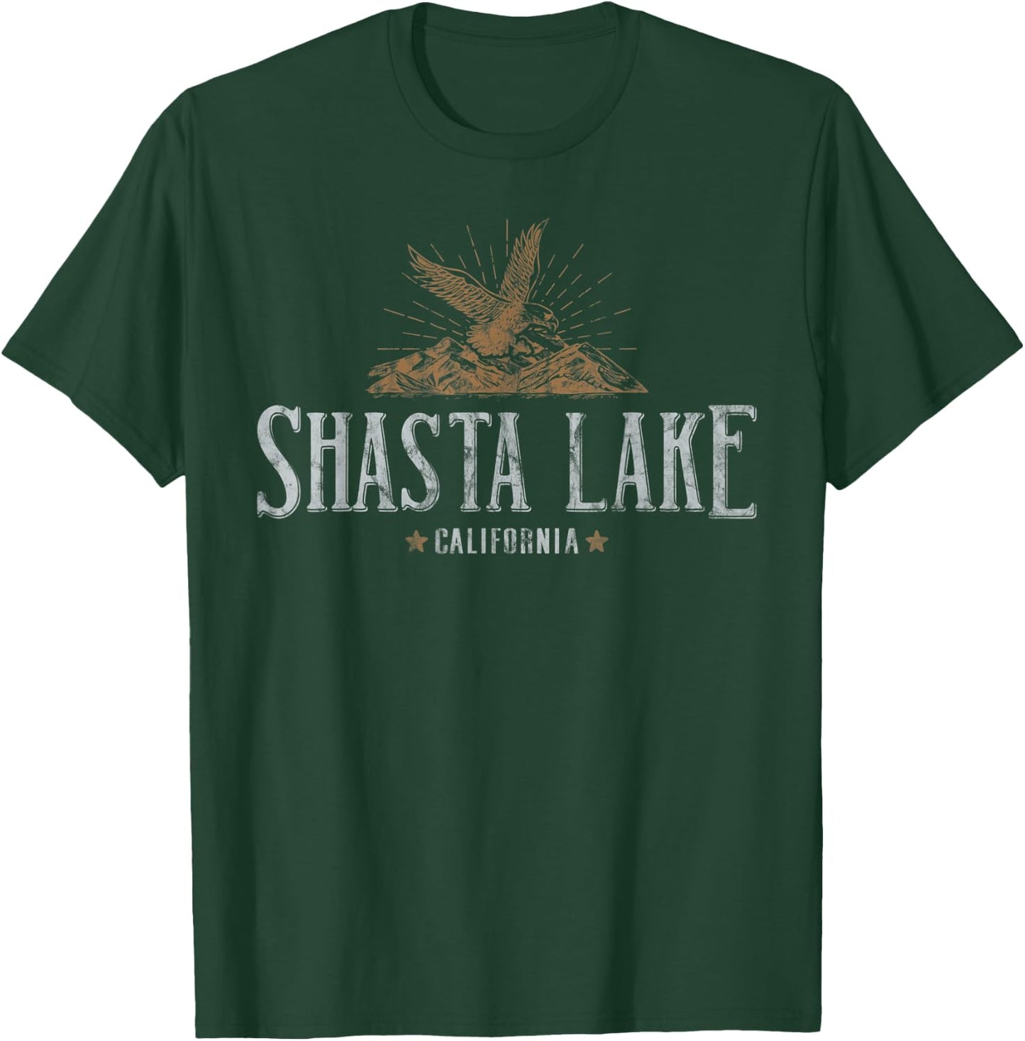 Shasta Lake California Mountains Camp Hiking Eagle Vintage T-Shirt - T-Shirt | Forest