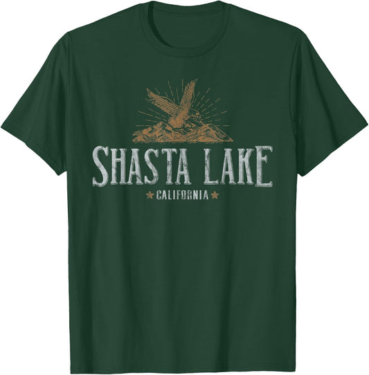 Shasta Lake California Mountains Camp Hiking Eagle Vintage T-Shirt - T-Shirt | Forest
