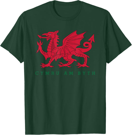 Cymru Am Byth Welsh Rugby Dragon Wales Player Pride Gifts T-Shirt - T-Shirt | Forest
