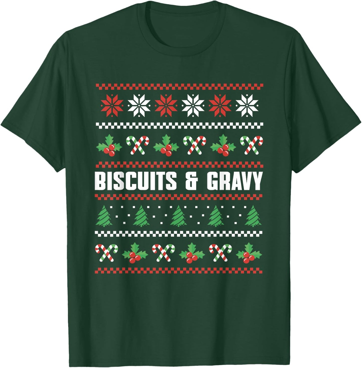 Biscuits And Gravy Ugly Christmas Costume Southern Food T-Shirt - T-Shirt | Forest