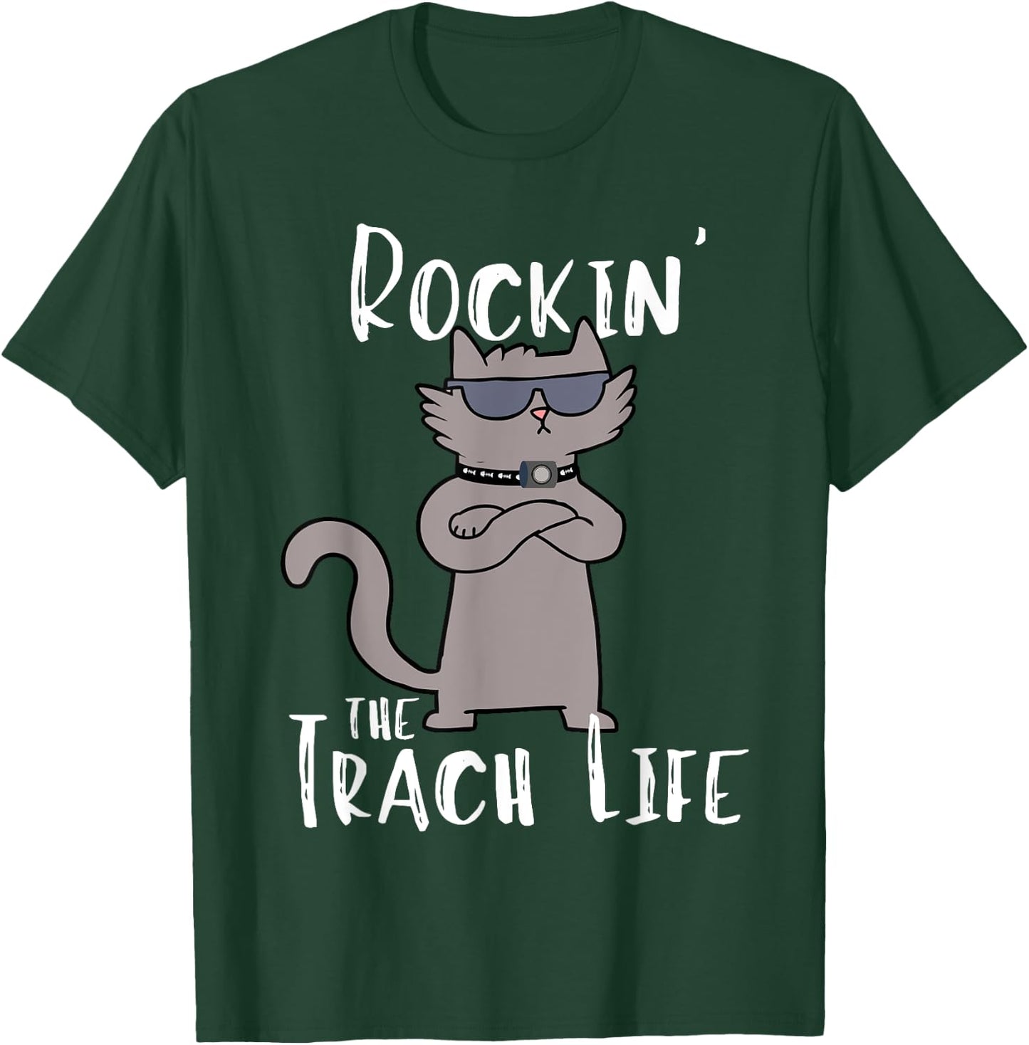 Rockin' the Trach Life Cool Cat Tracheostomy Awareness T-Shirt - T-Shirt | Forest