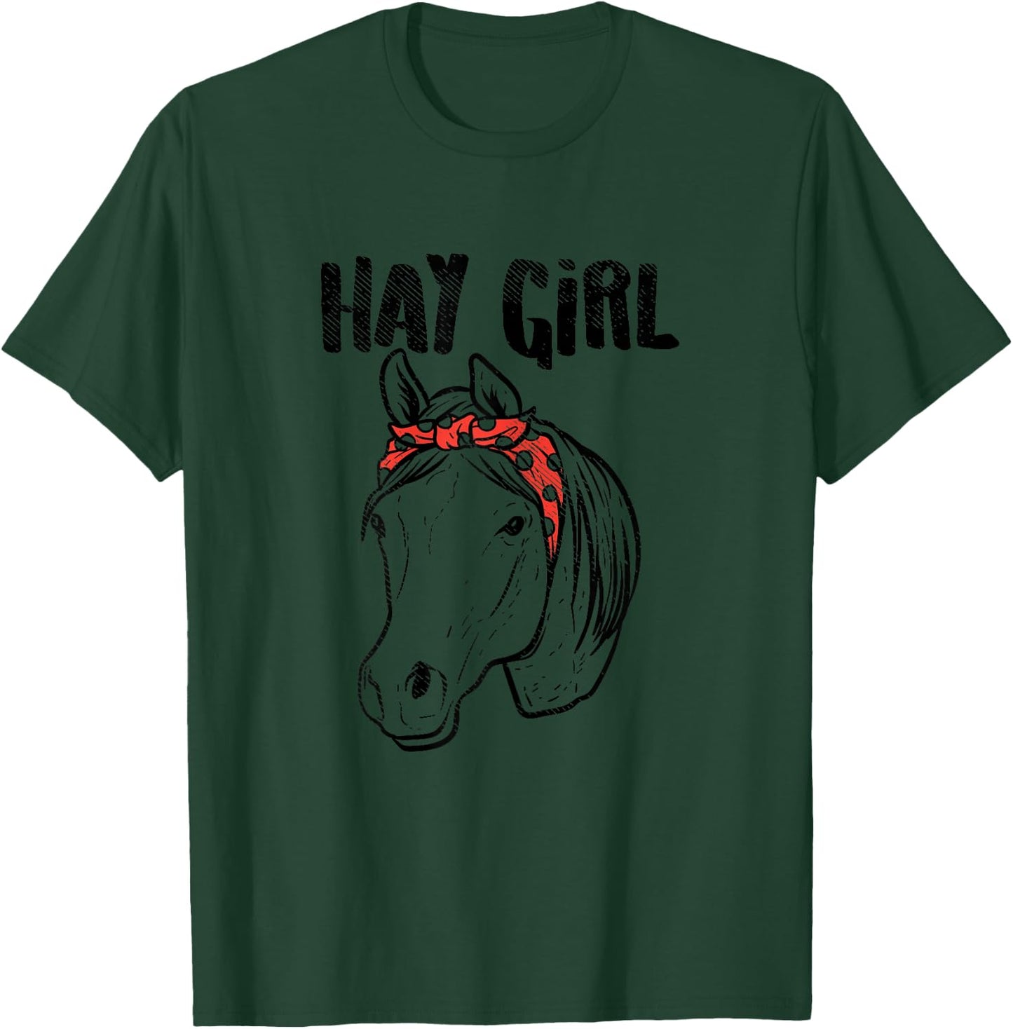 Hay Girl Horse Bandana Animal Country Farm Girls Women Gift T-Shirt - T-Shirt | Forest