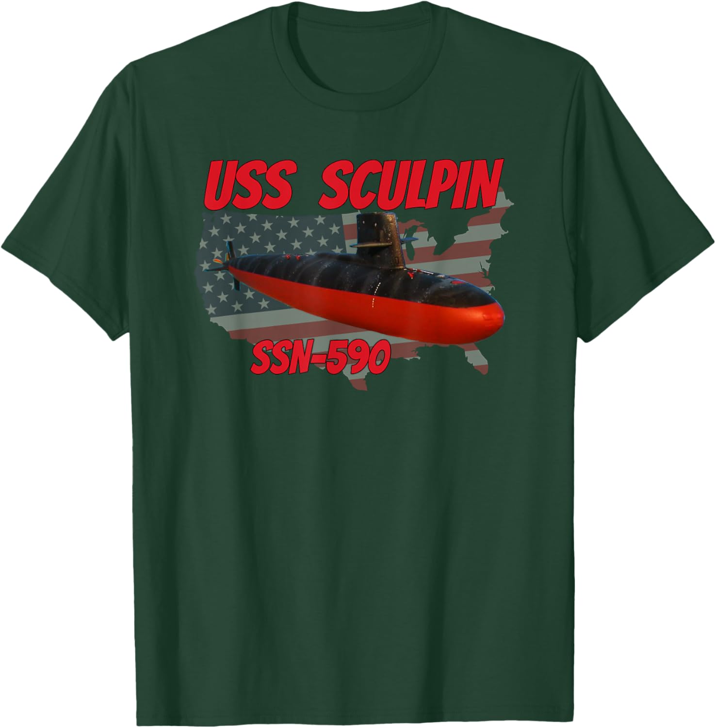 USS Sculpin SSN-590 Submarine Veterans Day Father Grandpa T-Shirt - T-Shirt | Forest